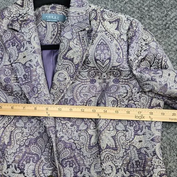 Koret Gorgeous Purple Tan Tapestry Brocade Blazer Fully Lined Size 10 P Chic - Picture 11 of 13